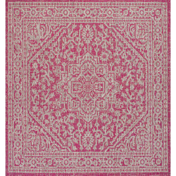 Sinjuri Medallion Textured Weave Indoor/outdoor Square Rug